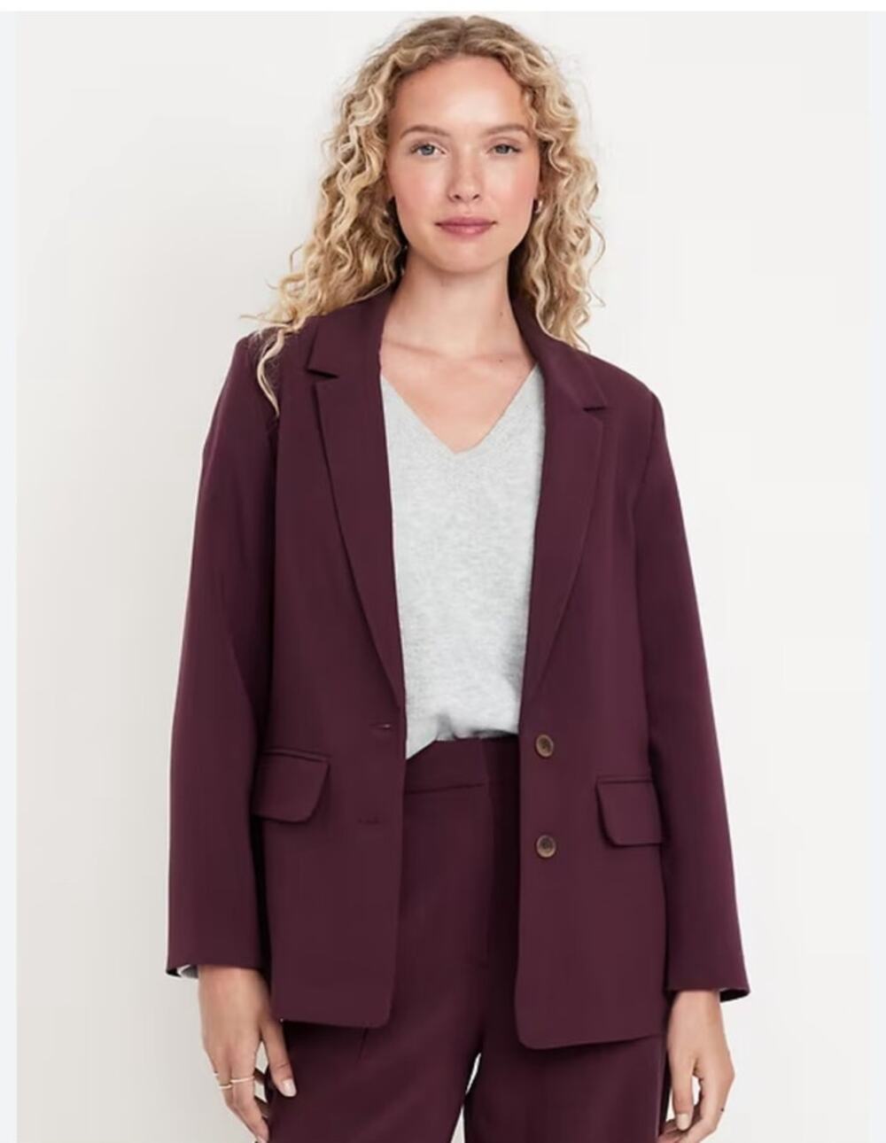 Old Navy Relaxed Unlined Burgundy Office Career Blazer Jacket Size XL